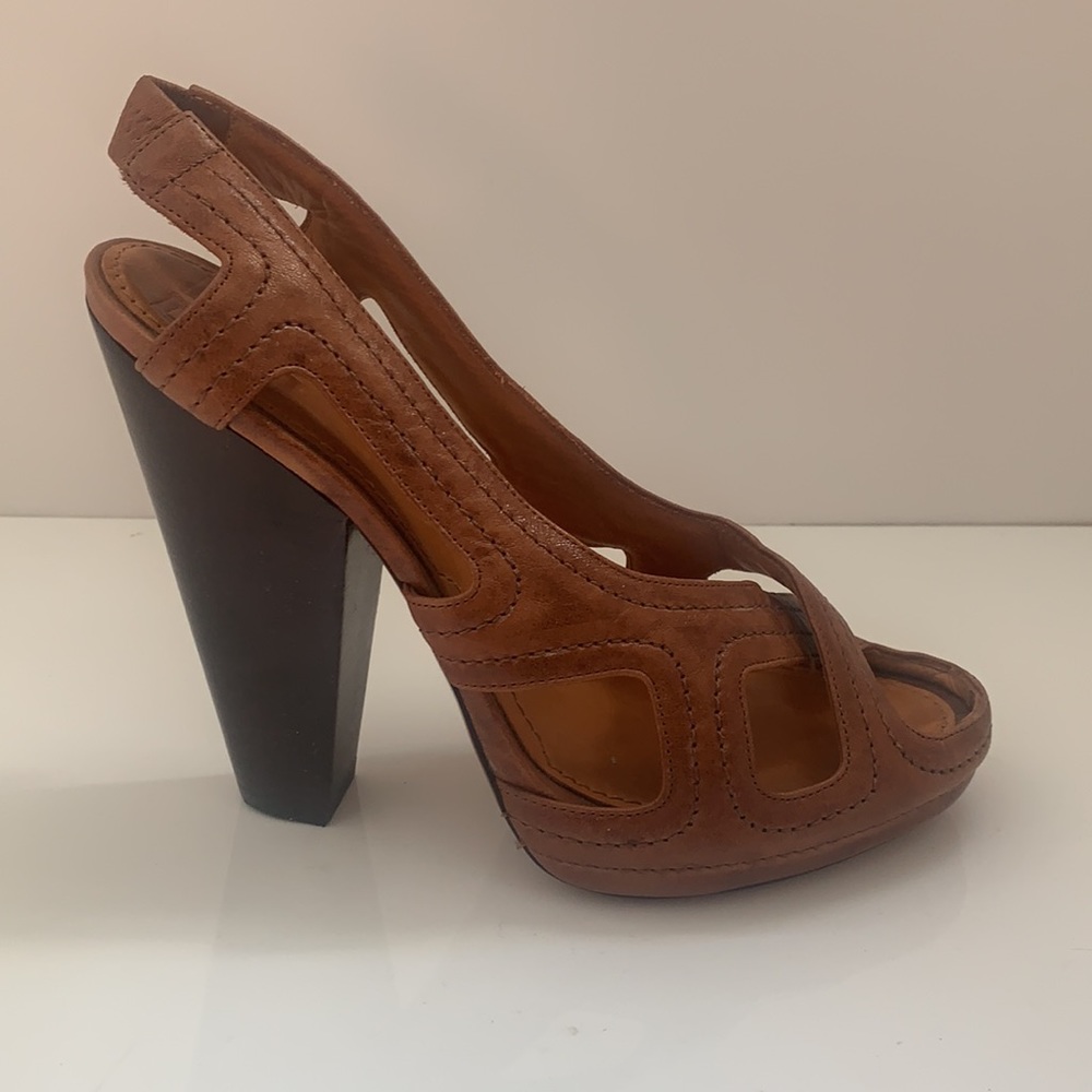GIVENCHY leather peep toe boho high heels - Picture 1 of 12
